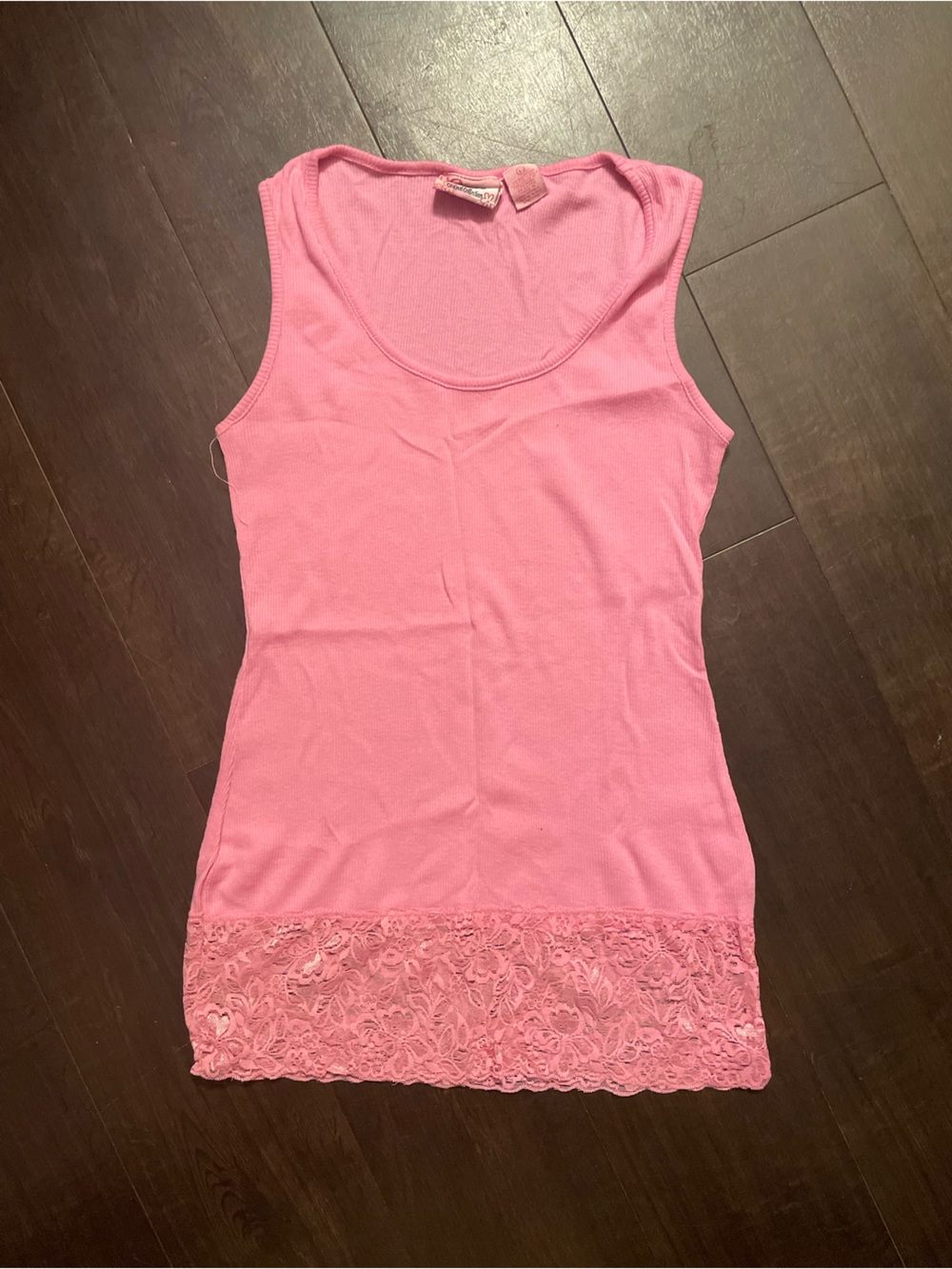 Deb Pink Lace-Hem Tank Top